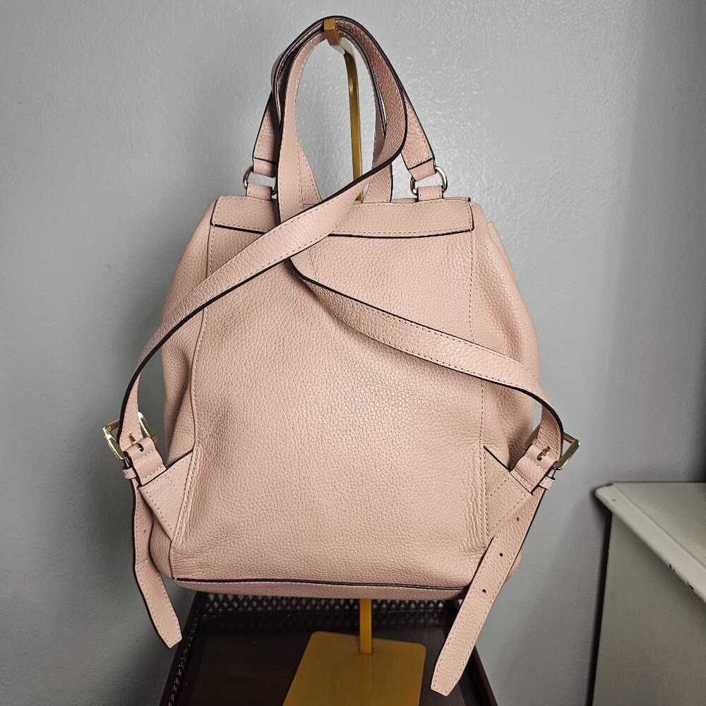 Michael Kors Blush Pink Pebble Leather Backpack - Studded Crystal Flap Bag - Picture 3 of 6